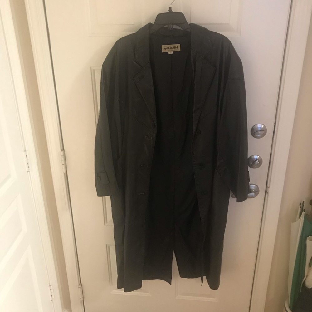 Split End Ltd Full Length Leather Coat - image 1